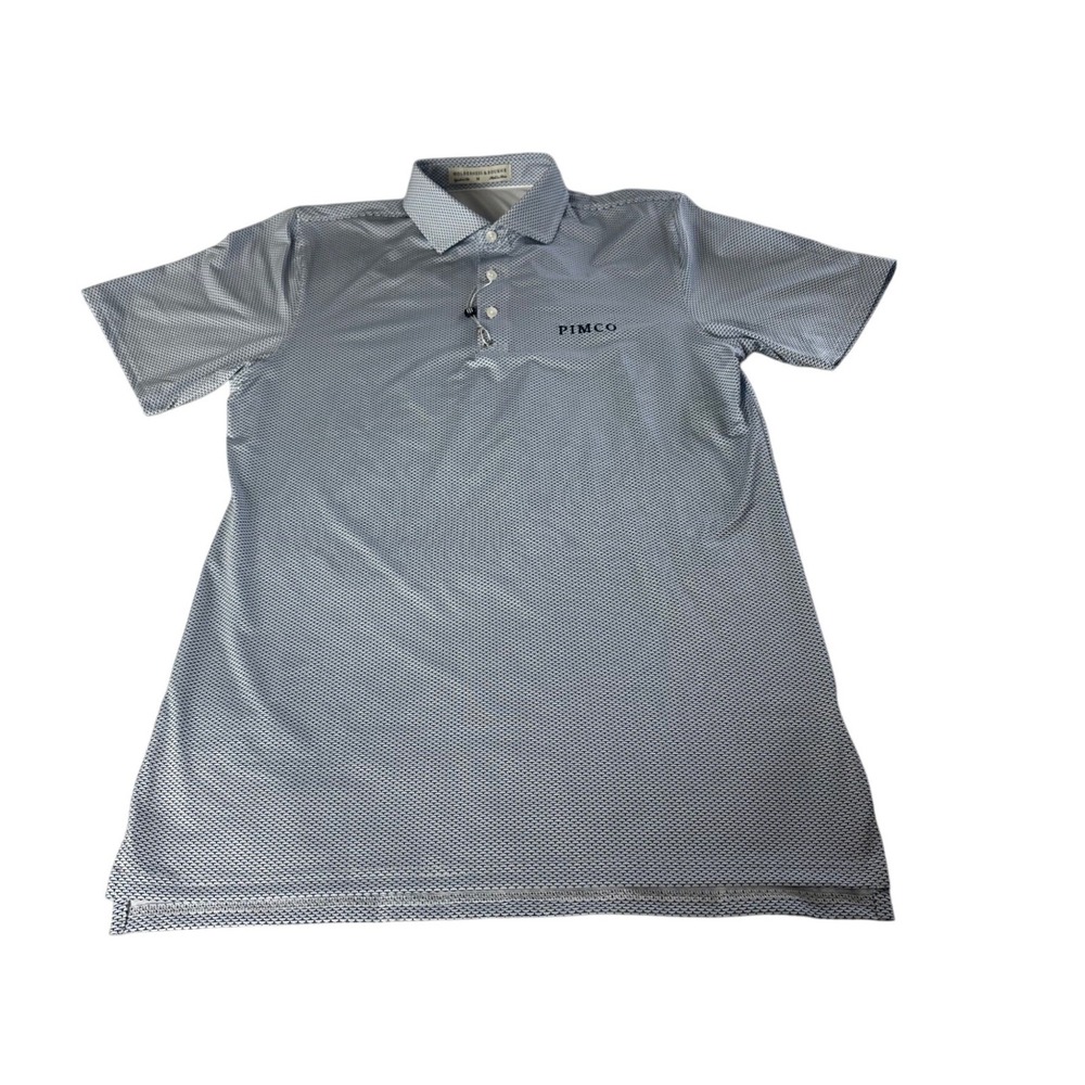 Holderness & Bourne Mens M Polo Shirt Blue White PIMCO Logo Hit Golf Athletic